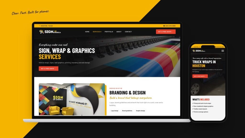 Brochure website for Service pages in Houston, TX