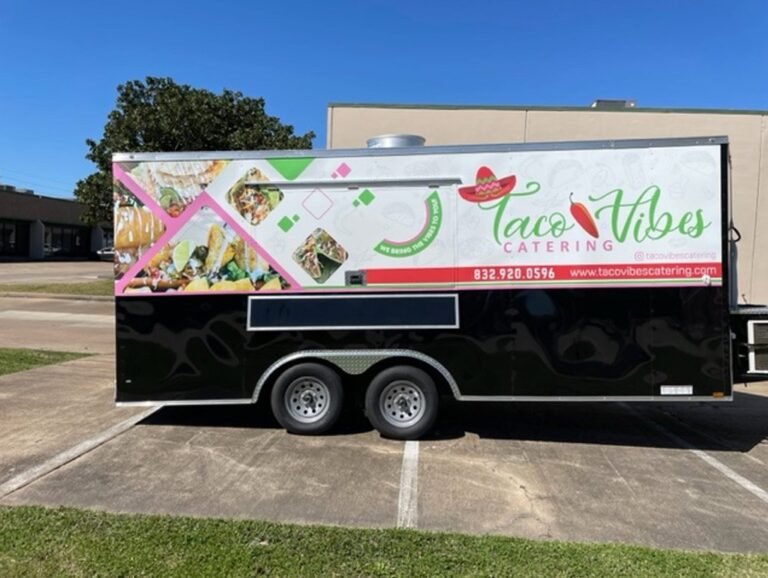 Catering trailer wrap for Taco Vibes in Houston, TX