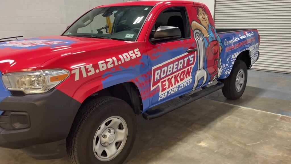 Pickup truck wrap for Robert’s Exxon in Houston, TX